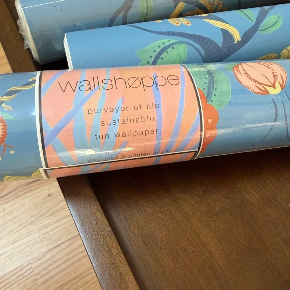 Wallshoppe Blue Floral Wallpaper Rolls 8 available